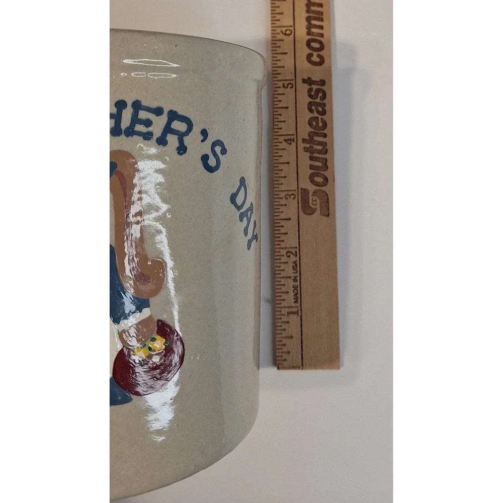 Vtg Robinson Ransbottom Happy Mother's Day Stoneware Crock Bunny Rabbit‎ Pottery